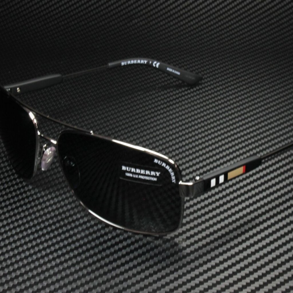 New Burberry 63mm Gunmetal Men's Sunglasses